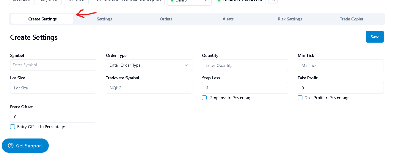 Order Type from Tradingview to Rithmic