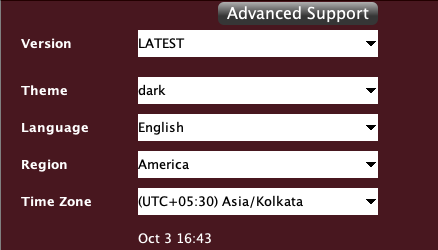 TWS login More Options panel showing Version, Region and Time Zone